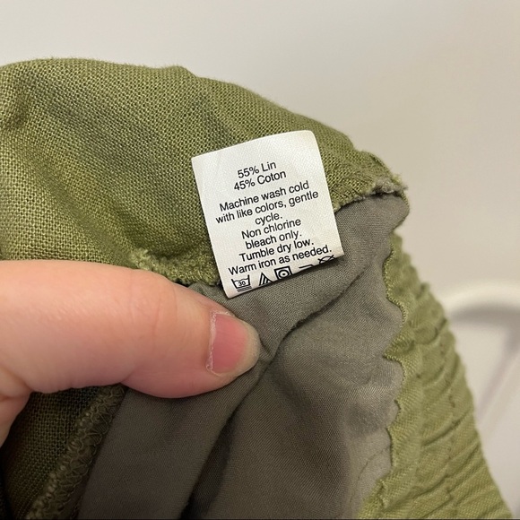 ➕ J. Crew Factory Olive Green Drawstring Linen Blend Pants Womens Size 14 - Picture 7 of 10